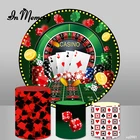 Круглая задняя крышка для взрослых на день рождения с изображением казино игральных карт тематический круглый фон для фотосъемки на заказ Plinth обложки для фотосессии