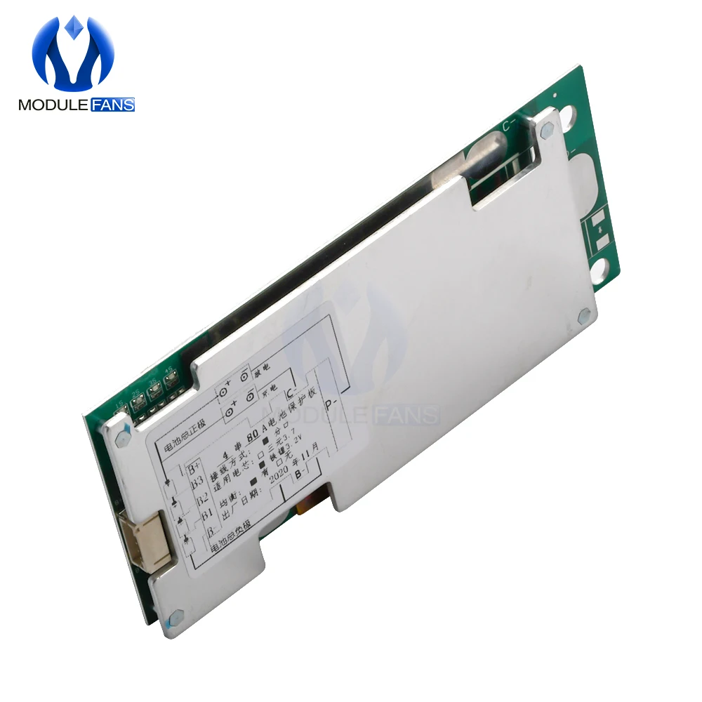 4S 4 Серийный серии 12V 80A баланс 18650 Батарея для защиты BMS Модуль платы блока