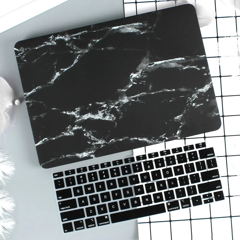 Black white Мраморный чехол для Macbook Air Pro retina 11 12 13,3 Mac Book 13 15 Touch Bar/Touch ID A1932 A2159+ чехол для клавиатуры - Цвет: Black white