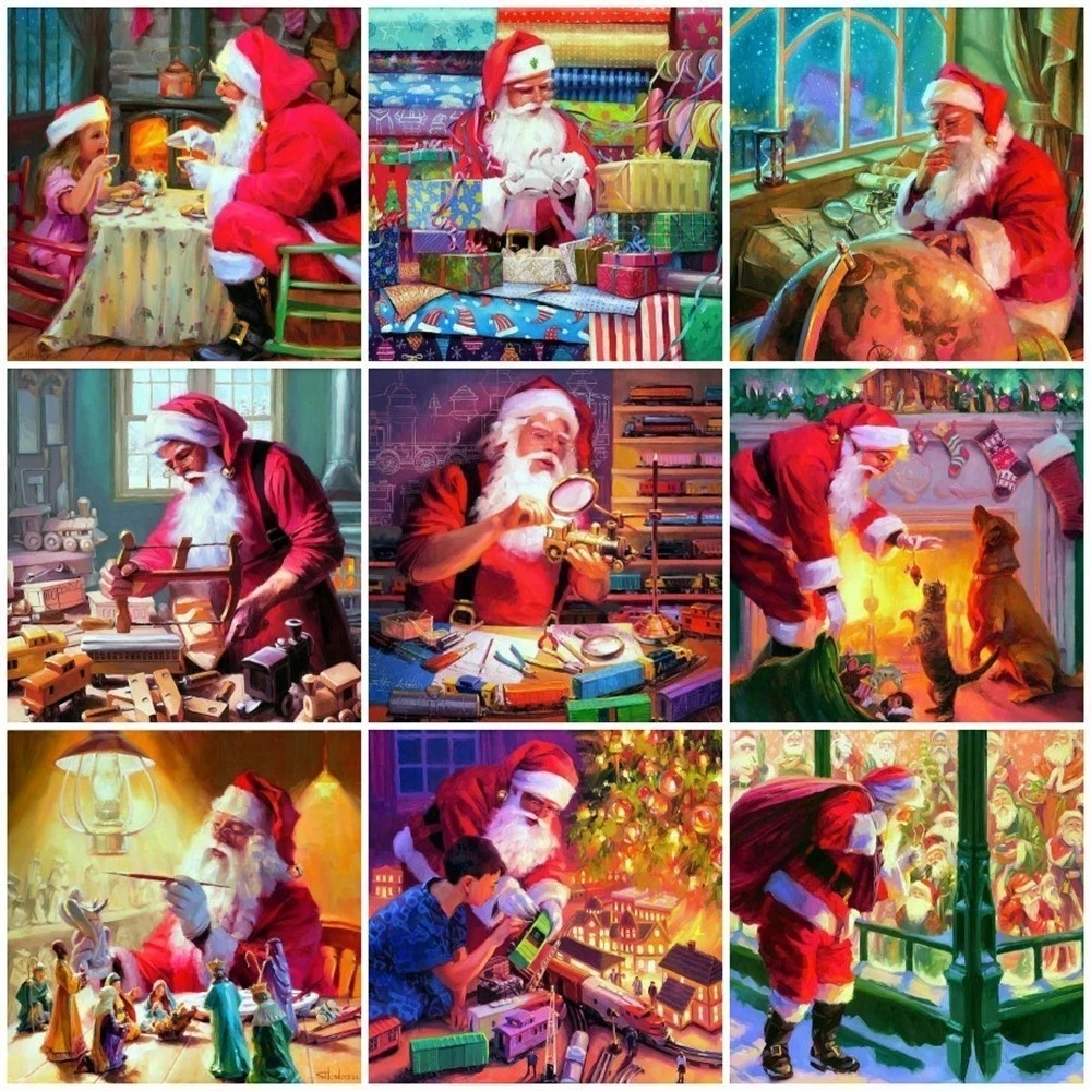 

Full Square 5D Diy Christmas Diamond Painting Santa Claus 3D Diamond Embroidery Rhinestones Cross Stitch Mosaic Decor Home Gift