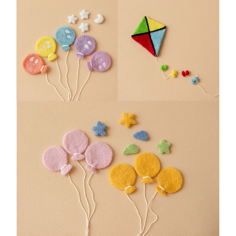 

1 Set Baby Wool Felt Balloon Cloud Stars Moon Kite Decorations Newborn Photography Props Infant Photo Shooting Accessories