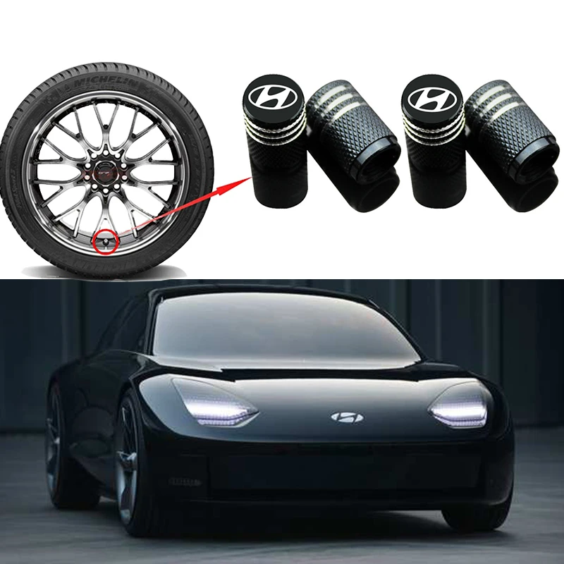 

New 4PCS Auto Wheel Tire Valve Stem Caps Cover For Hyundai Tucson Solaris I30 Creta Ix35 I40 IX20 Car Decoration Accessories