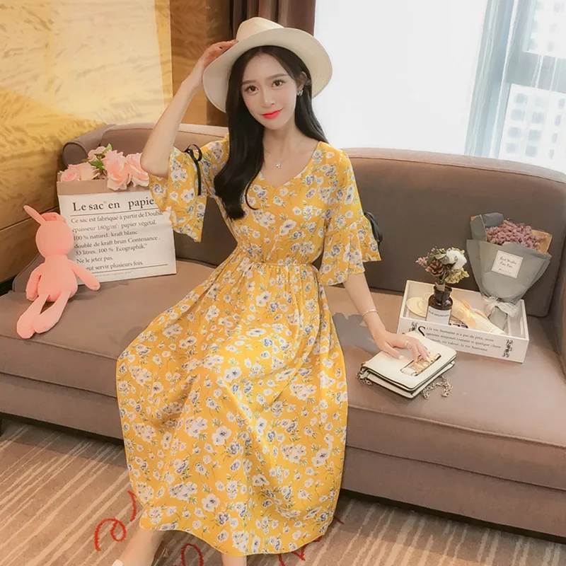 2019 Весна Лето Женское шифоновое платье модное женское элегантное винтажное