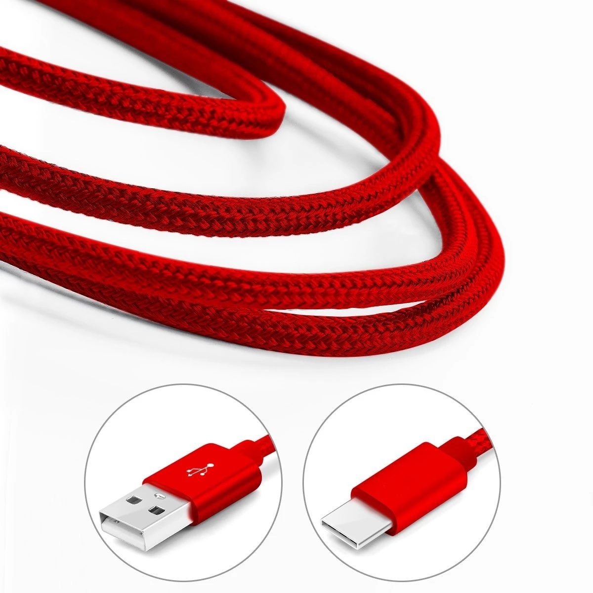 Кабель USB Type C для быстрой зарядки красный провод SAMSUNG S10 A40 A50 M20 Xiaomi Mi 9 Leagoo S9 Xperia XA1 XZ