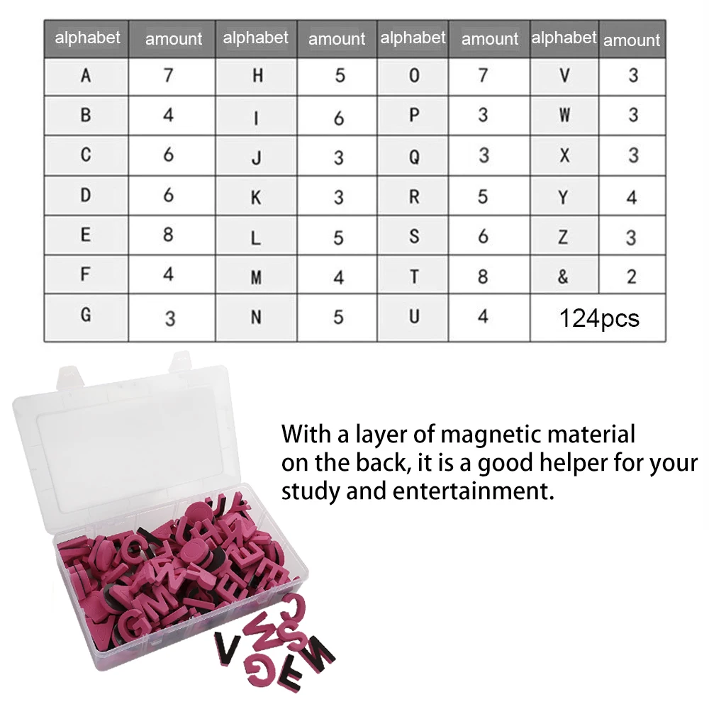 124Pcs/Set Magnetic Letters Foam Alphabet Refrigerator Magnets with Box Baby Early Educational Toy for Preschool Learning | Игрушки и