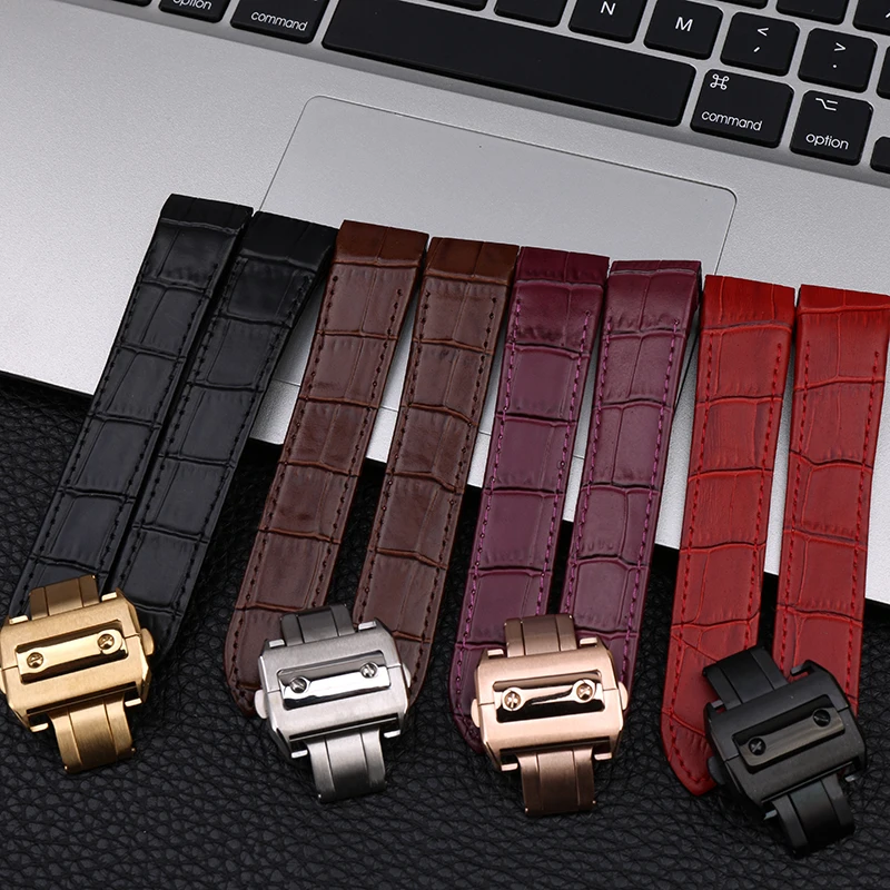 Leather strap men's watch accessories for Cartier Santos100 sports waterproof leather strap buckle 20mm23mm bracelet watch band
