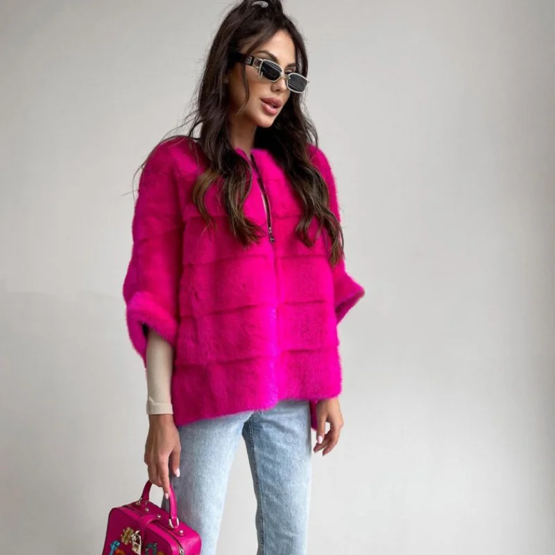 FURSARCAR 2021 Luxury Woman Real Mink Fur Jacket Natural Mink Fur Coat Silm Female Top Fashion Thick Warm Winter Women Overcoat