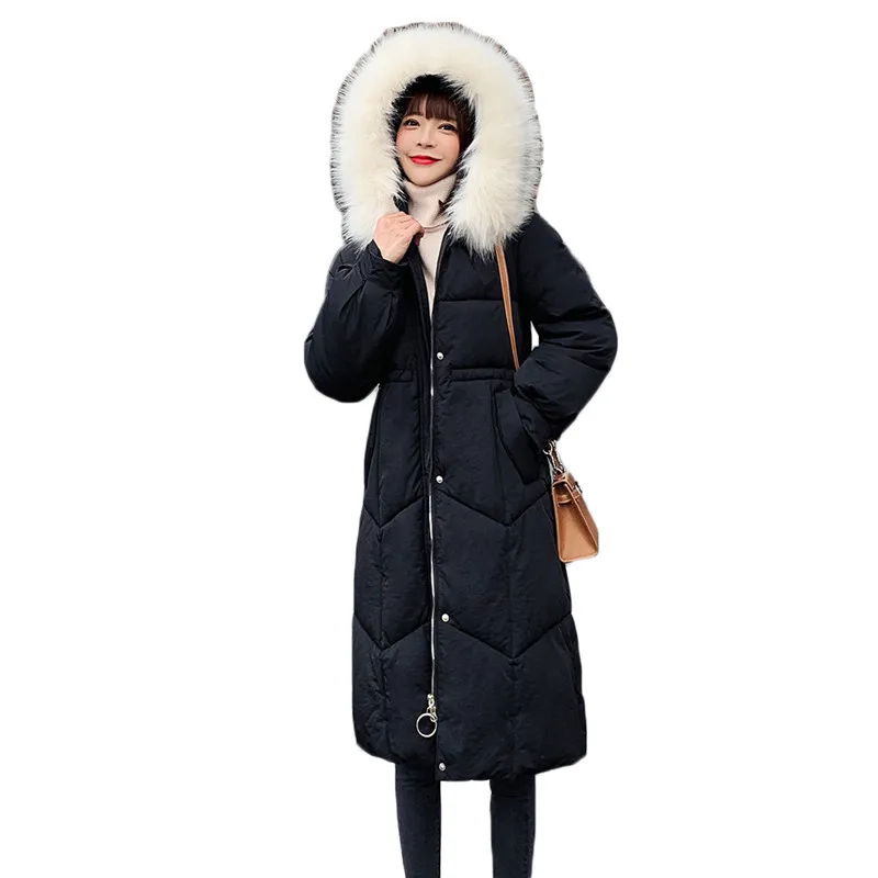 

Winter Coat Women Black 11 Colors M-3XL Plus Size Loose Fur Hooded Down Cotton Warmth Jackets 2020 New Korean Pink Parkas