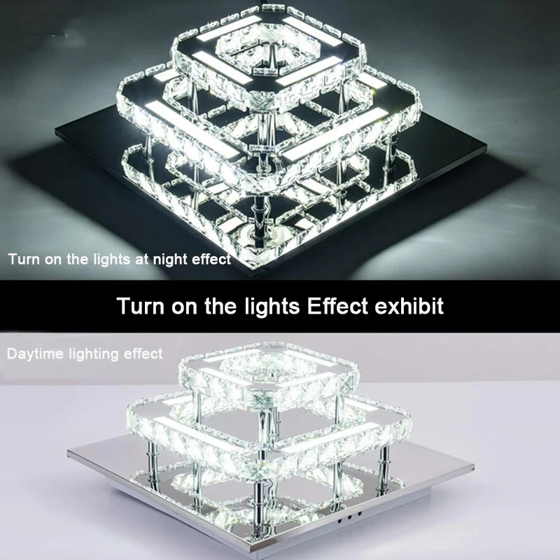 $53.79 LED Ceiling Lamp Square Llights For Room Dining Hanging Lampras Living Decoration Salon Kitchen Accesories Crystals Chandeliers