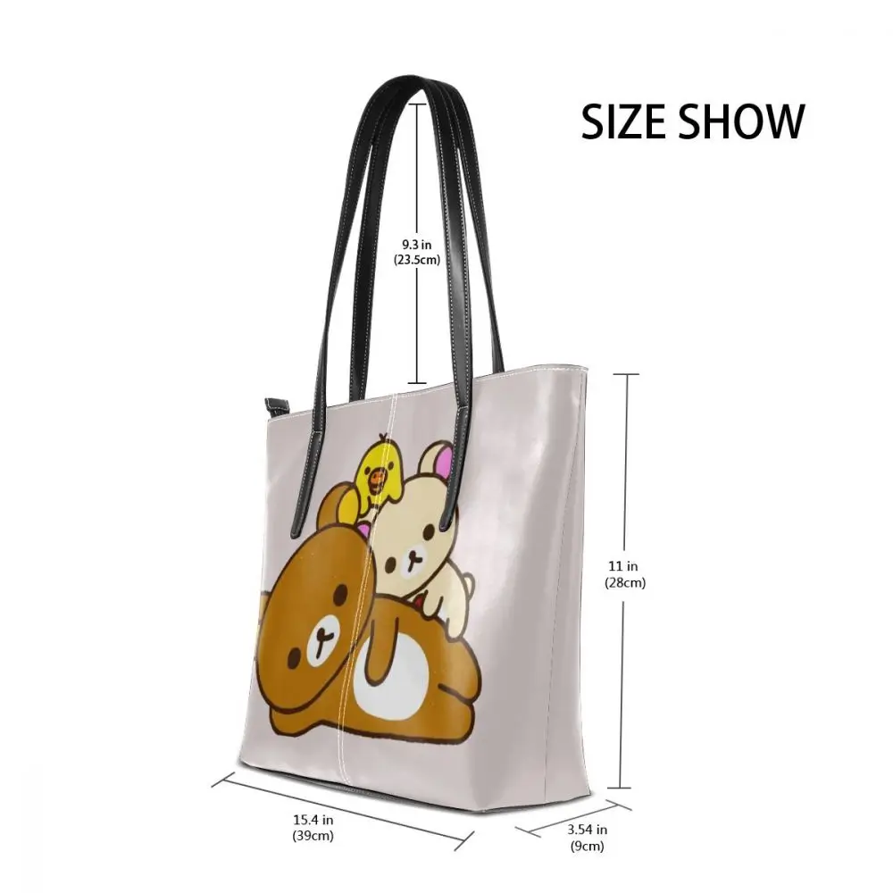 Сумка тоут Rilakkuma с ручками для путешествий модная вместительная кожаная сумочка