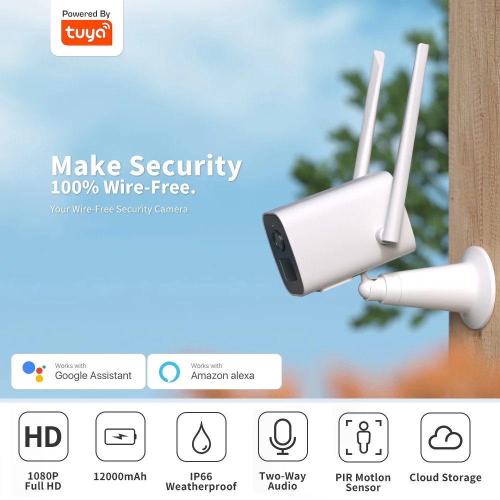 

Беспроводная Wi-Fi камера Tuya, 1080P, 10000 мАч