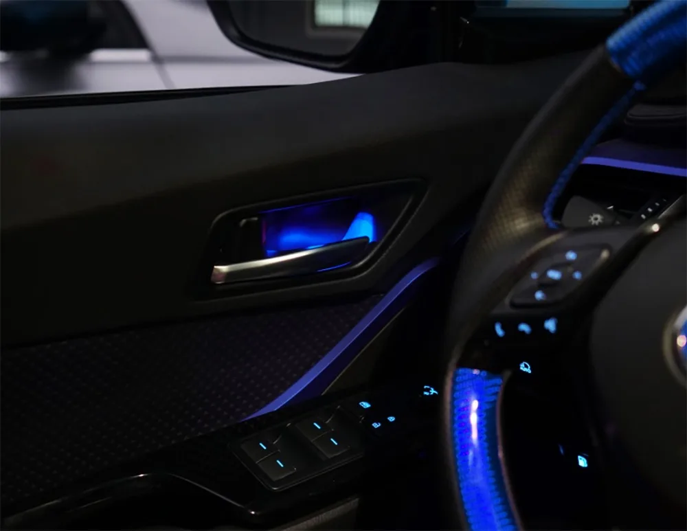 Светильник на переднюю и заднюю дверную ручку для Toyota CHR, красный и синий цвета, светильник на дверную чашу для Toyota C-HR