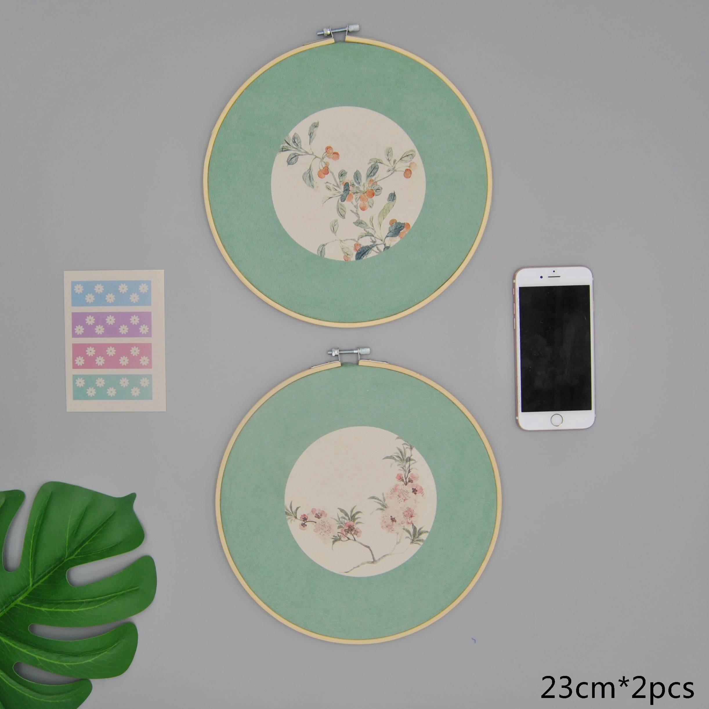 

(2pcs/set) original design Nature Bamboo round fabric wall decorations room décor spring scenery velet printing No.XT23-2