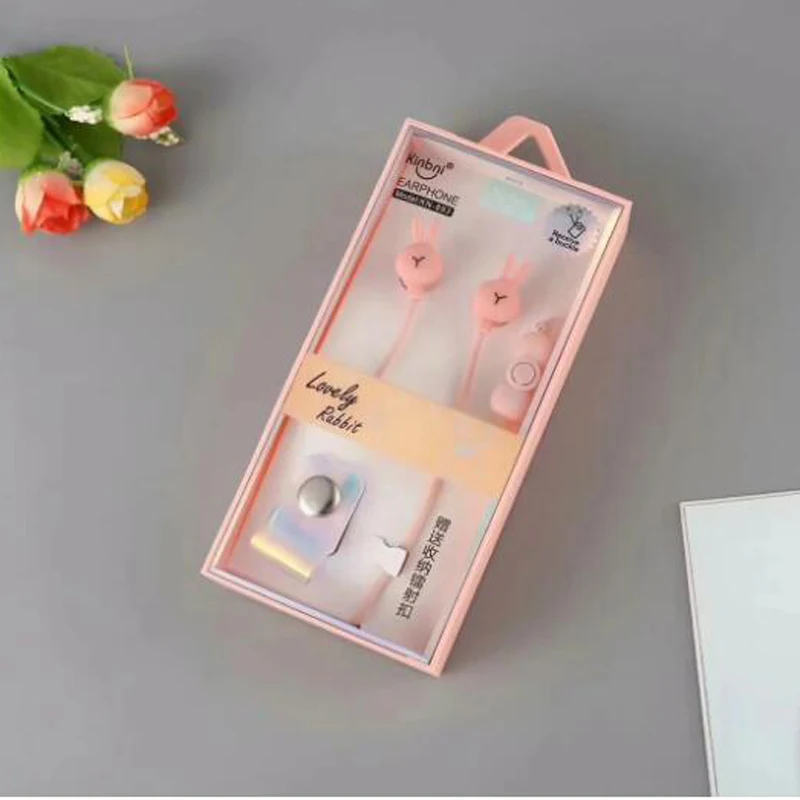 Pink 1 Проводной головной убор с мультяшным Кроликом, наушники с микрофоном для Xiaomi, samsung, iPhone, телефона для детей, девочек, милые подарки, наушники - Цвет: Pink 1