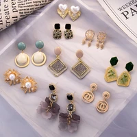 luxury rhinestone geometric drop earrings for women girls new fashion chic acrylic dangle earrings trendy party jewelry gifts