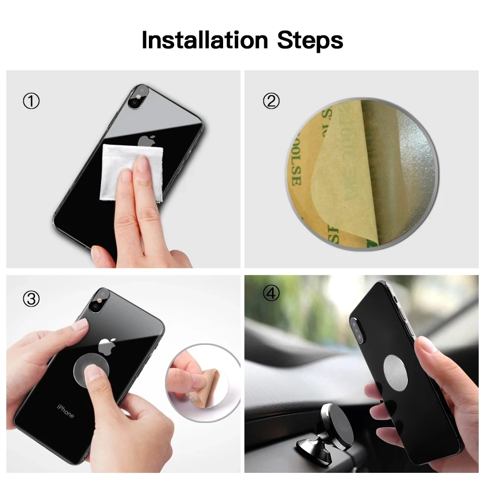 car phone holder metal plate no magnetic holder round square sticker iron sheet for mobile tablet magnet disk desk car stand free global shipping