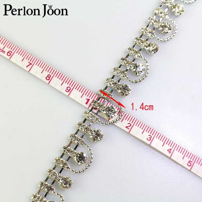 1 ярд полукруглые волнистые Стразы с отделкой кристаллами серебряная