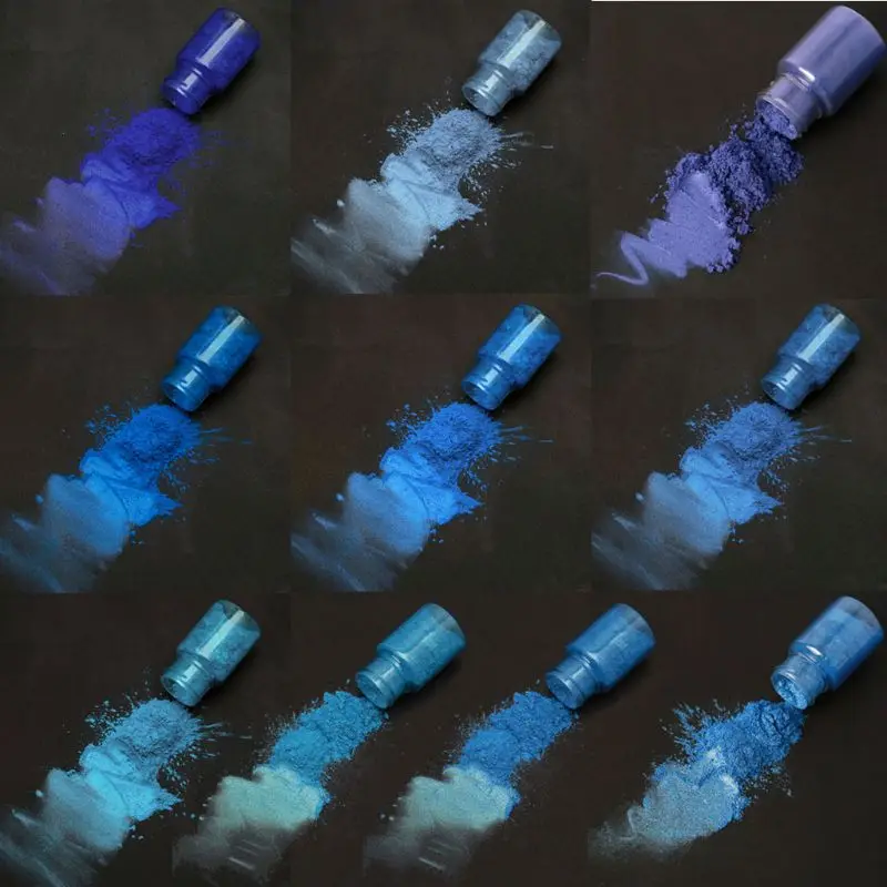 

10 Colors Sea Blue Mica Powder Pearl Pigment Epoxy Resin Colorant Cosmetic Grade 62KD