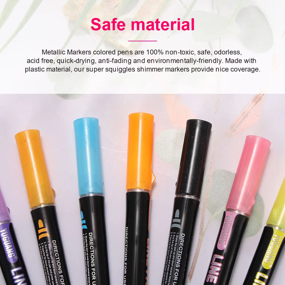 

12pcs/Set Color Pen Erasable Highlighter Pens Marker Brush Pens Out Line Pen Metallic Outline Pens For Drawing Painting School