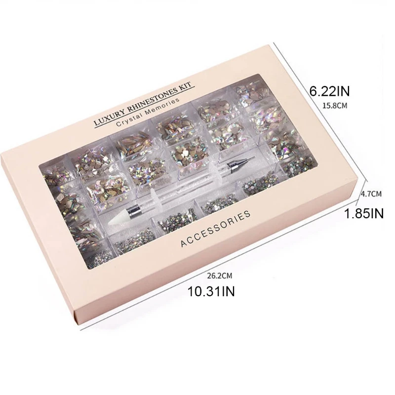 

Nail Rhinestones Crystals Gems Jewels Multi Shapes Flat Back Diamond with for DIY Art Supplies Clothes Shoes Decoration