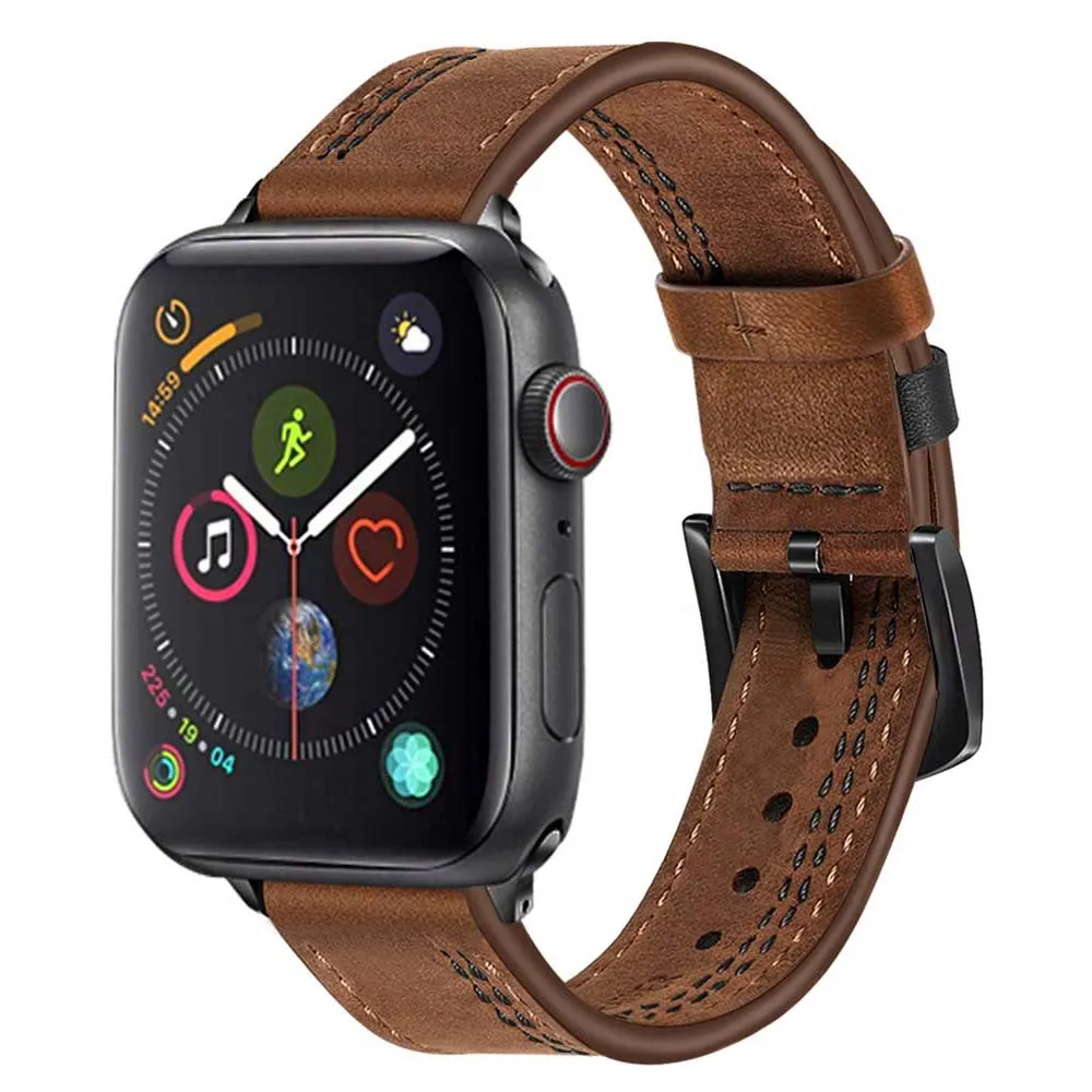 Уникальный ремешок из натуральной коровьей кожи для iWatch Apple Watch Series 5 4 3 2 1 38 мм 40 мм 42 мм 44 мм 316L сталь застежка ремешок
