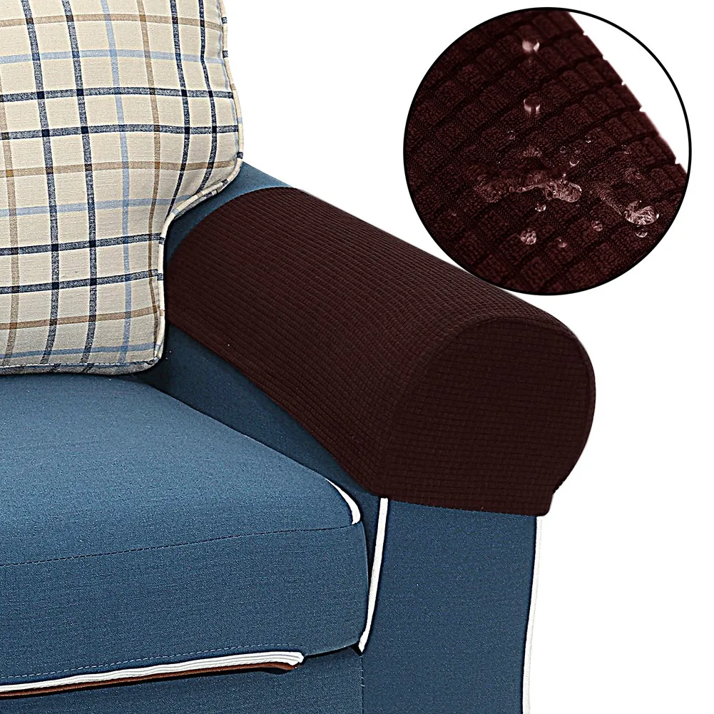 

2Pcs Armrest Covers Stretch Set Chair Sofa Arm Protectors Covers Solid Couch Cover Removable Home Textile Sofa Armrest Cover