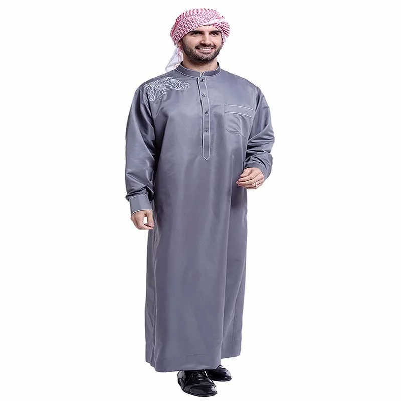 Malaysian Muslim Clothing Arab Middle Eastern Men's Robes Muslim Dress Islam Kaftan Thobe Abaya Formal Jubba Thobe Long Sleeve