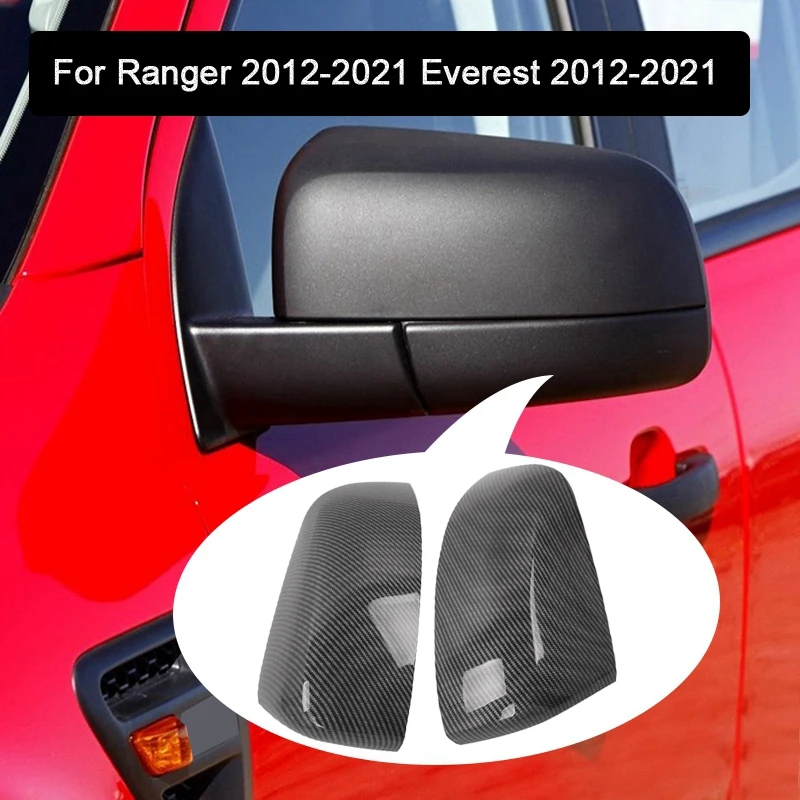 Carbon Fiber Rear View Mirror Housing Cover Cap -Side Door Mirror Cover for Ford Ranger / Everest 2012-2021