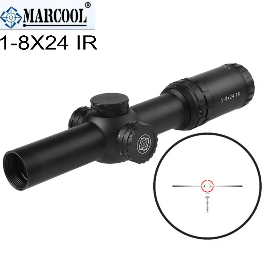 MARCOOL 1-8X24 IG RIFLESCOPE красная подсветка второй forcal plane SFR тактический Коллиматорный прицел Сетка страйкбол винтовка
