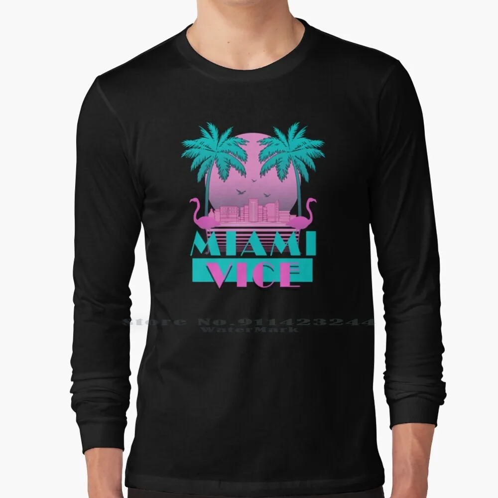 

Miami Vice-Retro 80s Design Long Sleeve T Shirt Tee Miami Vice Don Johnson Tv Show 1980s Creative Trending Vintage Cool Gift