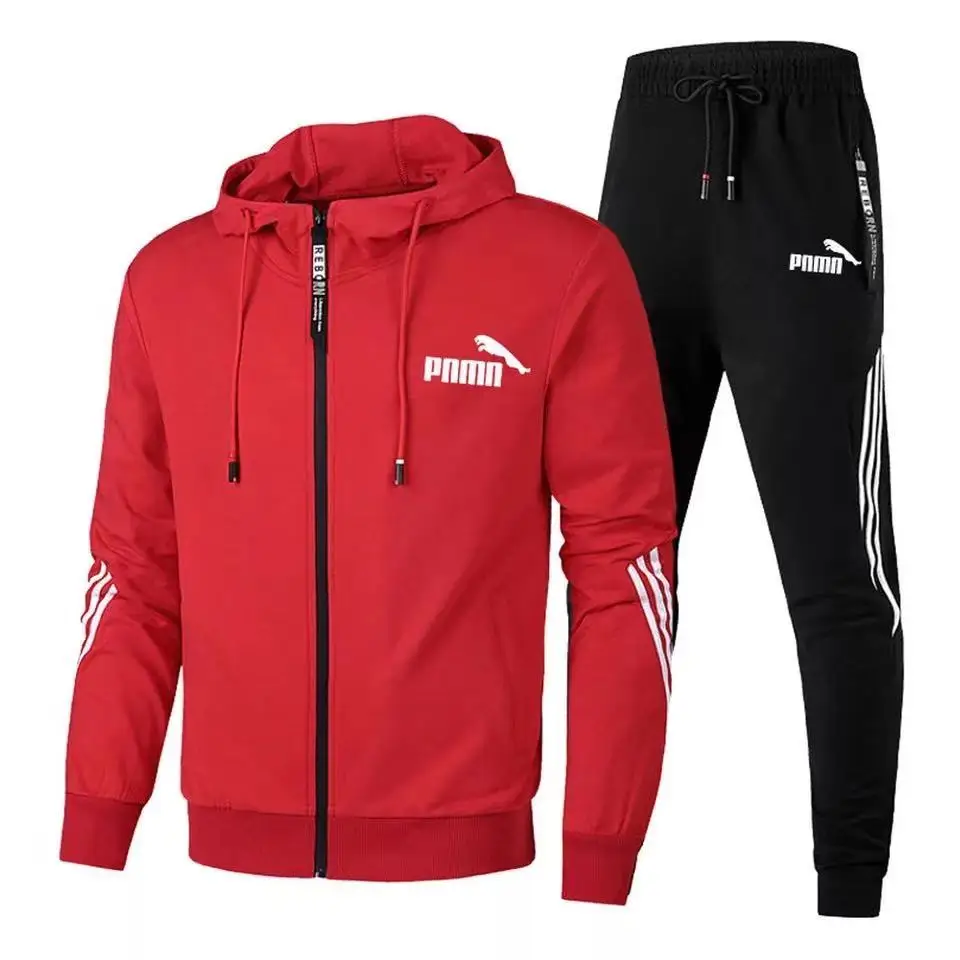

2021 New Men's Spring And Autumn Fashion Brand Jacket Men's Hooded Zipper Sweater + Pants Two-Piece Gym Suit Sportswear S-4XL