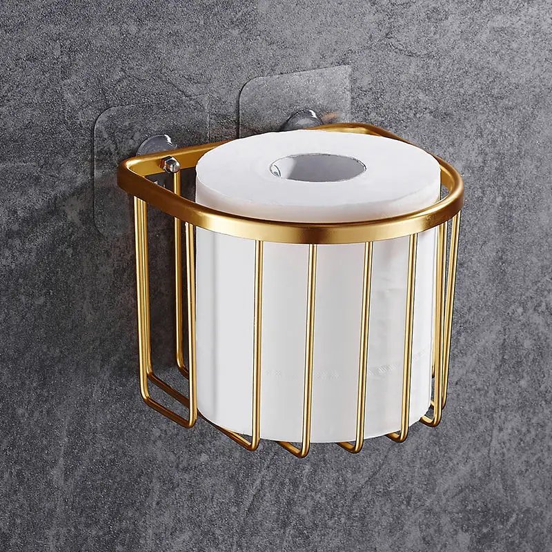 punch free toilet bathroom shelf golden aluminum alloy toilet paper wall hanging modern minimalist bathroom kitchen accessories free global shipping