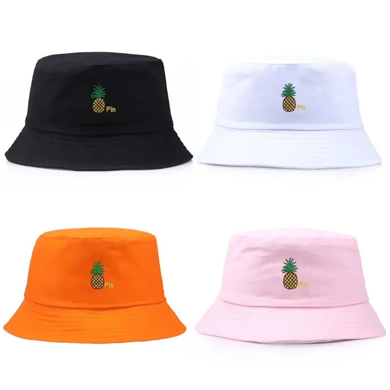 Панама двусторонняя с широкими полями и вышивкой в виде ананаса | Аксессуары для