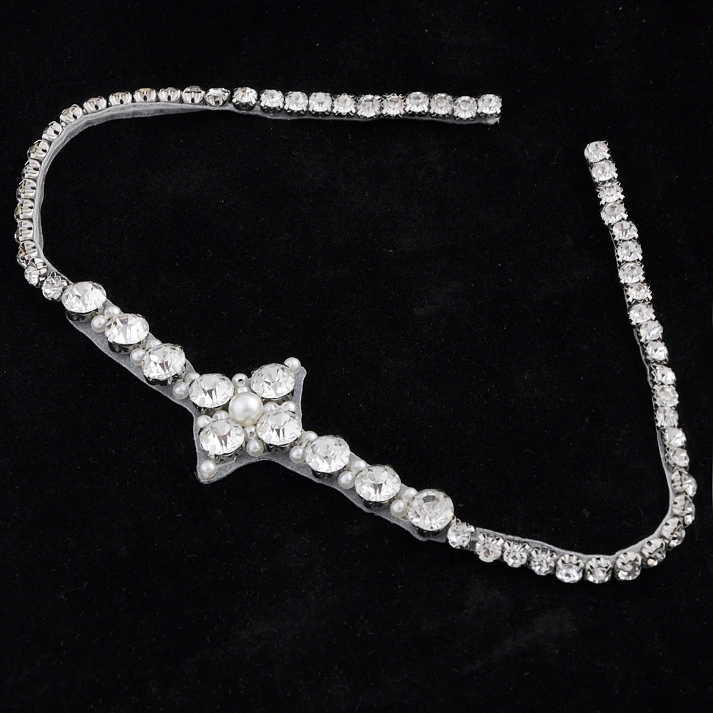 

TRiXY S391 Rhinestone Beading Wedding Belt Thin Wedding Bridal Belt Long Narrow Beading Wedding Dress Accessories 1 cm