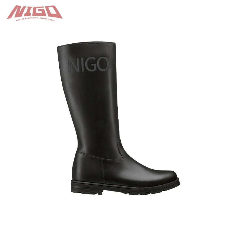 NIGO Girls Black Smooth Cow Leather Boots Kids Shoes #nigo34587