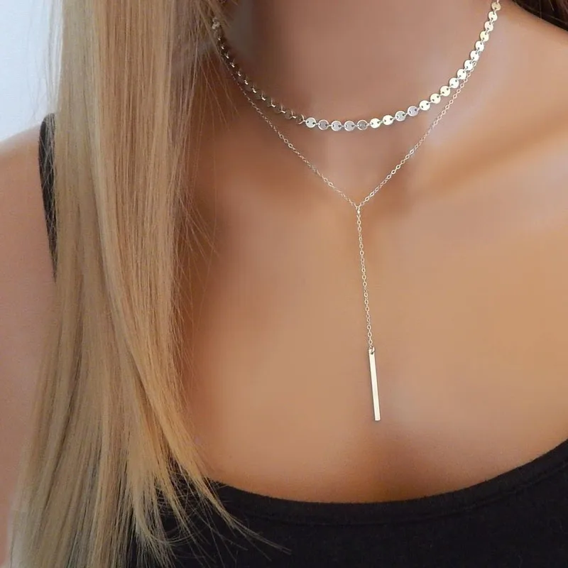 

HebeDeer Necklaces Multilayer Chain Women Trendy Tassel Simple Silver Color Trendy Necklace Jewelry Girls Collares Collier