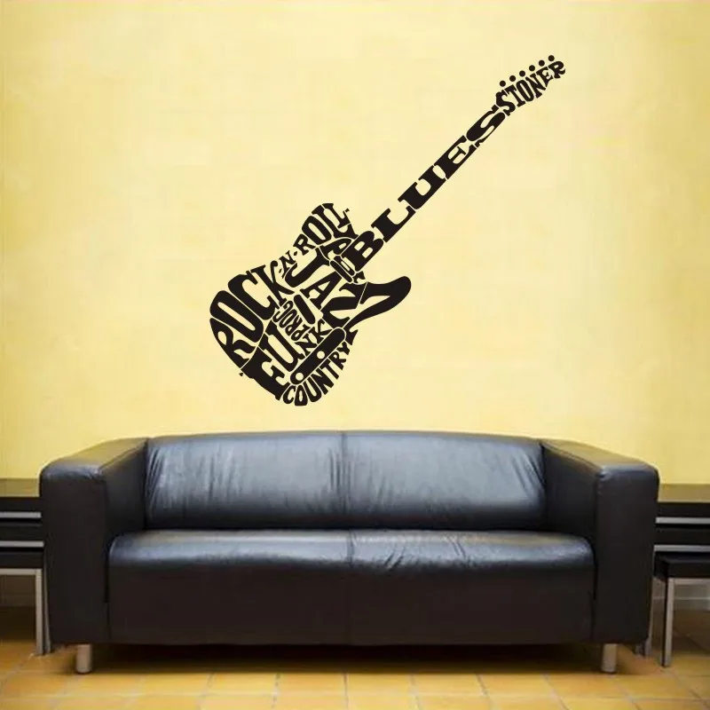 Музыкальная зона гитара настенная наклейка гарнитура рок декор детская комната