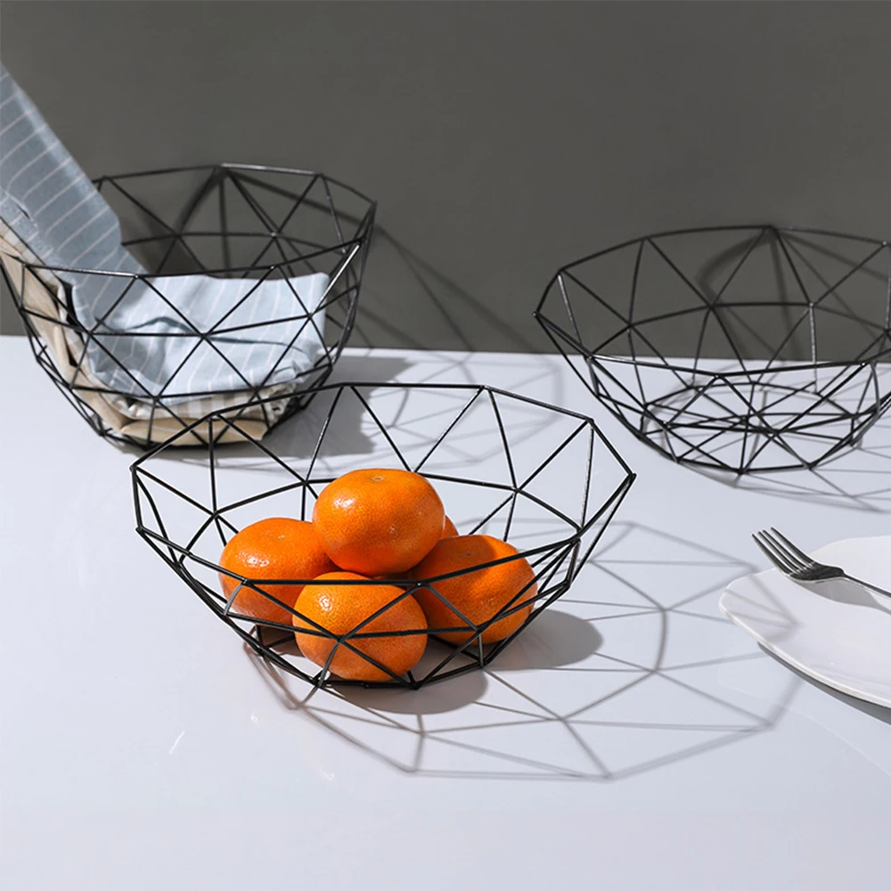 

Snack Tray Storage Bowl Simple Fruit Basket Bowl Metal Wire Container Drain Basket Kitchen Rack Fruit Vegetable Storage Holder