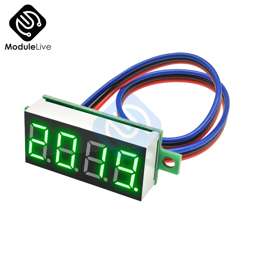Green 0.36 inch 0.36'' Mini Digital Voltmeter Volt Voltage Meter LED Panel Electric Voltage Tester 3 Wires 12V 24V 48V DC 0-100V 4 Bit - Цвет: Green