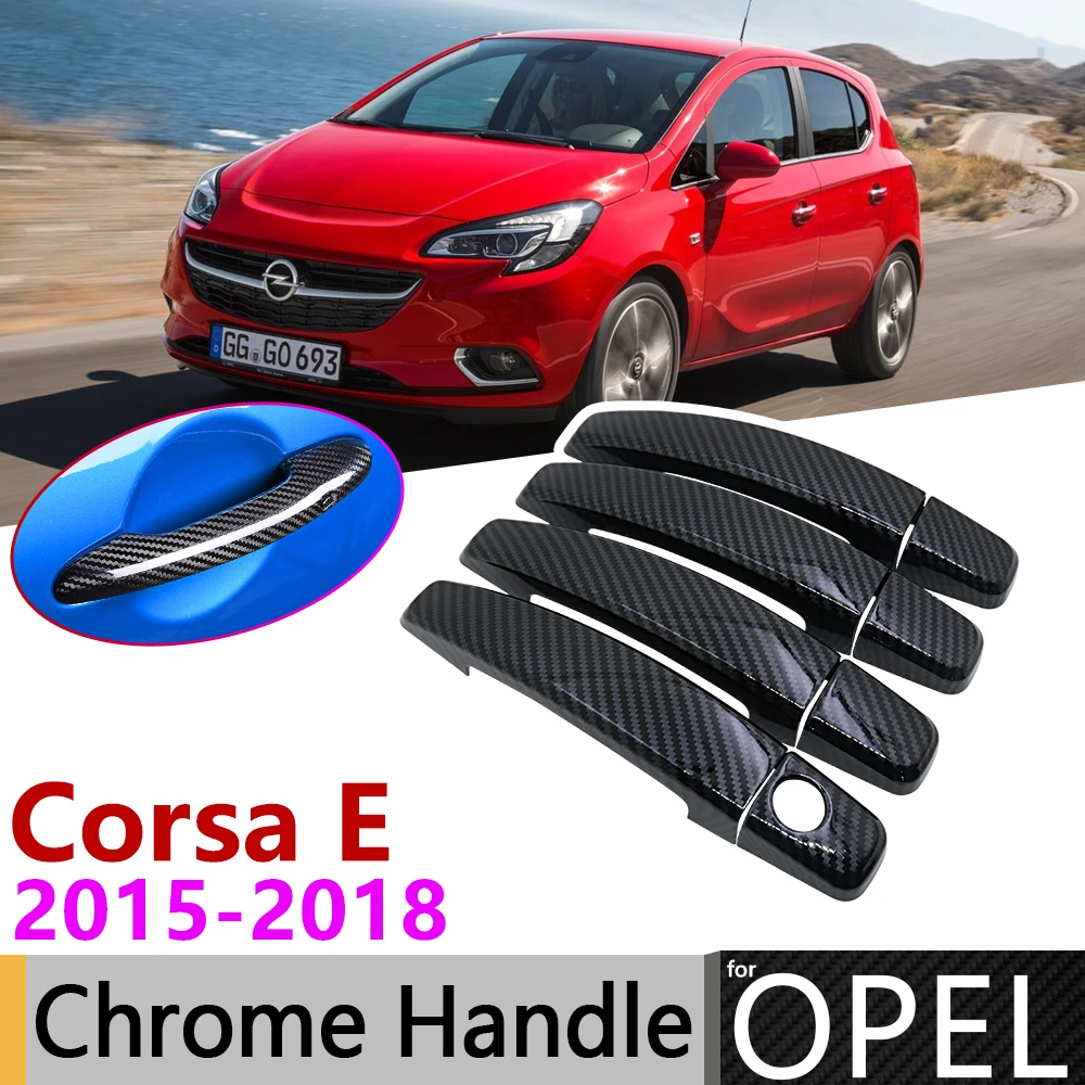 Черная крышка ручки двери из углеродного волокна для Opel Corsa E 2015 ~ 2018 2016 2017 Vauxhall OPC