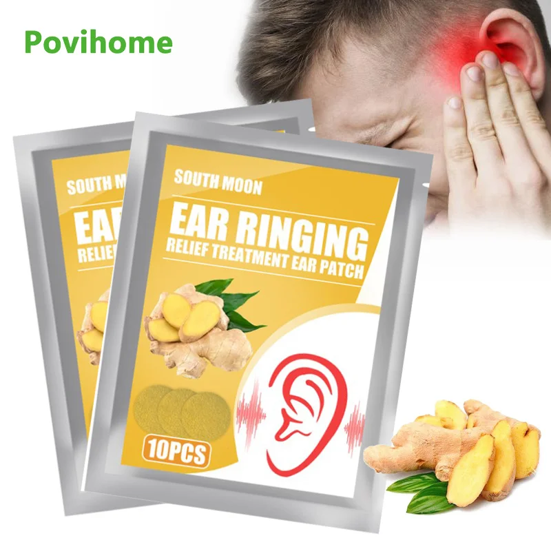 

10 шт. наклеек в виде ушей, имбиря, страдающих от боли в ушах, лечение боли в ушах, улучшение прослушивания, пластырь с натуральными травами