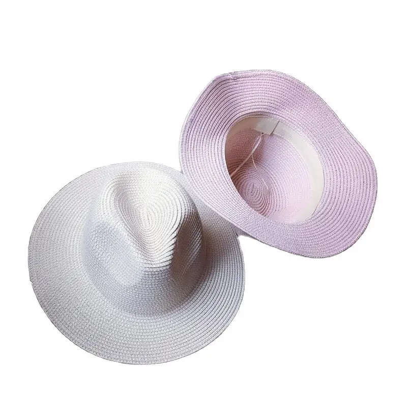 Соломенная шляпа с широкими полями для мужчин и женщин однотонная пляжная Панама