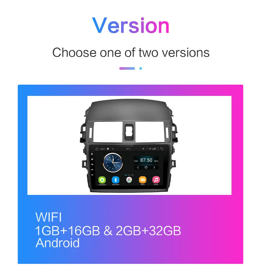 2din 2.5D Android 8,1 Автомобильный мультимедийный dvd-плеер для Защитные чехлы для сидений, сшитые специально для Toyota Corolla 2007 2008 2009 2010 2011 2012 2013 автомобиль радио gps навигации
