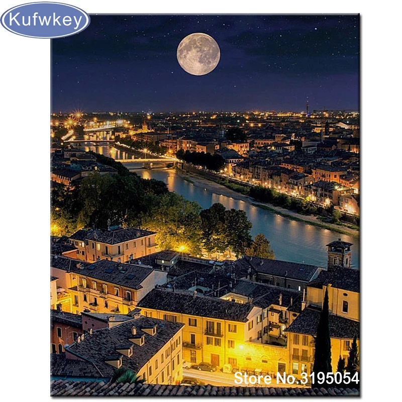 5D DIY Diamond Embroidery Italy night view city andscape Square Drill Full Painting Cross Stitch Decoration | Дом и сад