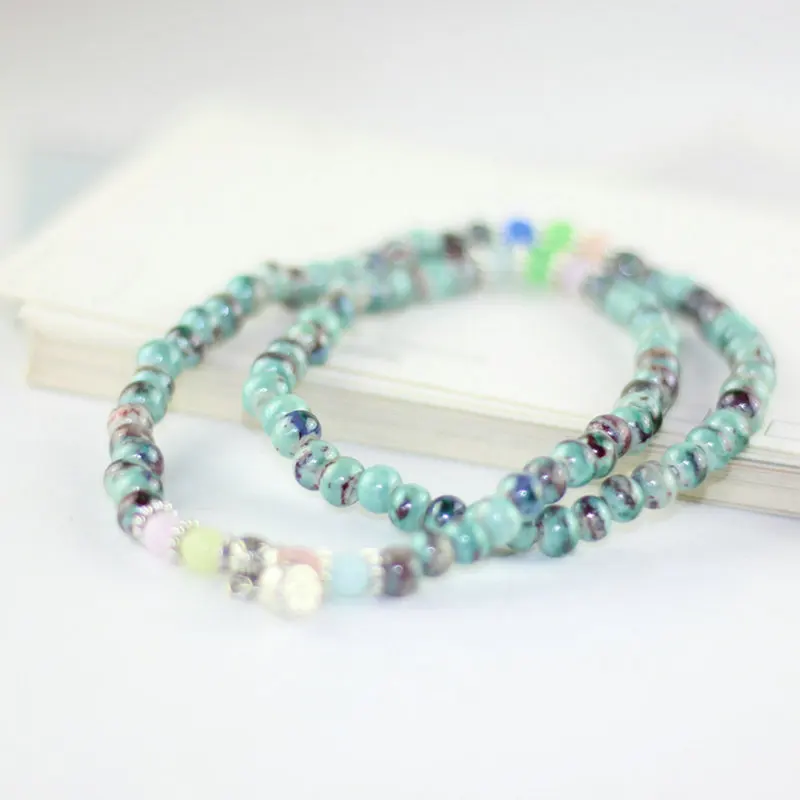 Y001 BIGBING Jewelry Green Colorful Ceramic Beads Layered Bracelet Fashion High Quality |