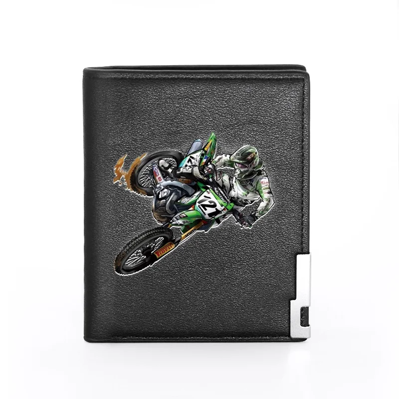 High Quality Luxury Motorcycling Printing Leather Wallet  Credit Card Holder Short Male Slim Purse For Men luxury rose gold men s watch leather card credit holder wallet fashion sunglasses sets for men unique gift for boyfriend husband