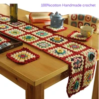 pastoral colorful 3d lace cotton crochet christmas bed table runner flag cloth cover diy tablecloth kitchen wedding party decor