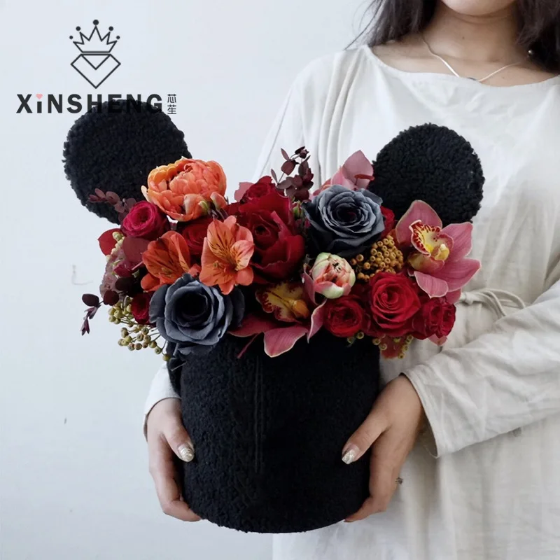 Креативный бархатный портативный цветочный горшок Микки Цветочная коробка