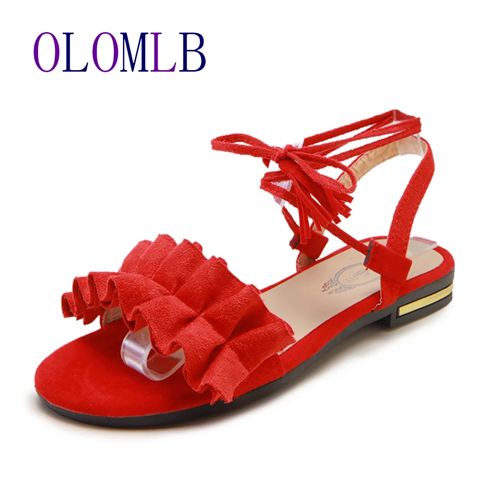 2020 новые модные сандалии Замшевые гладиаторы Женские на плоской подошве со