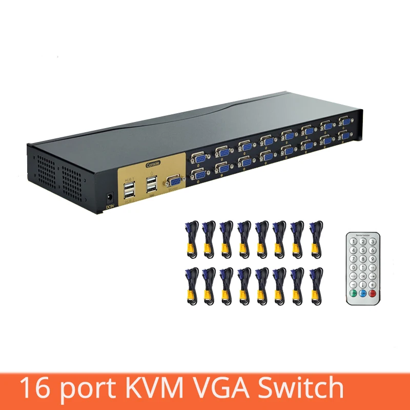 16 портов KVM переключатель в 1 выход VGA USB аудио коробка проектор видео дисплей